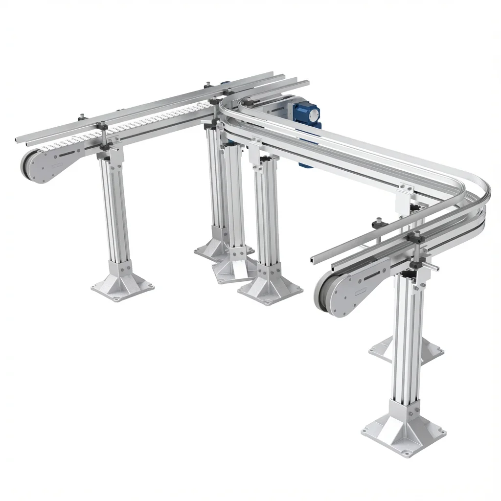Durable Flexible Chain Conveyor with Full Equipment (สายพานโซ่ยืดหยุ่นพร้อมชุดมอเตอร์ & PLC)